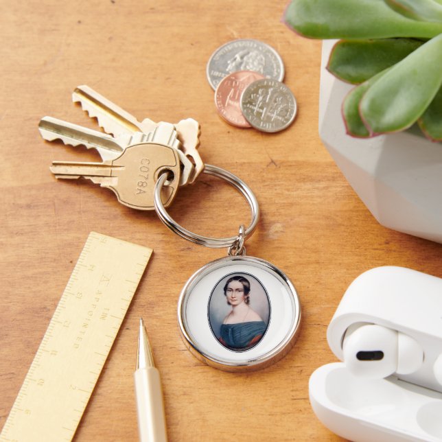 Clara Schumann (1838) Rund Silverfärgad Nyckelring (Skrivbord)