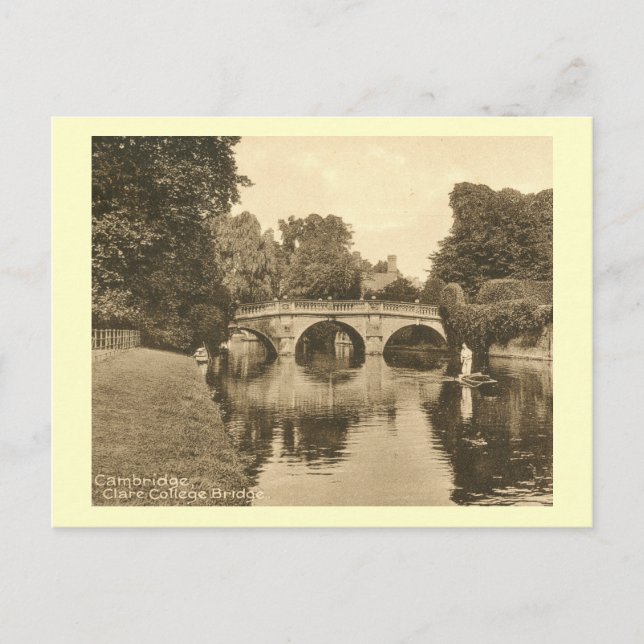 Clare College Bridge, Cambridge England Vintage Vykort (Framsida)