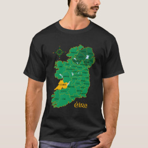Clare Ireland County Karta Eire Irish Travel T Shirt