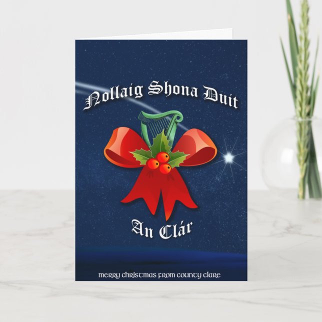 Clare Irish jul Card - Nollaig Shona Duit Helgkort (Framsida)