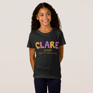 Clare namn, som betyder rosa lila gult-stjärna f t shirt
