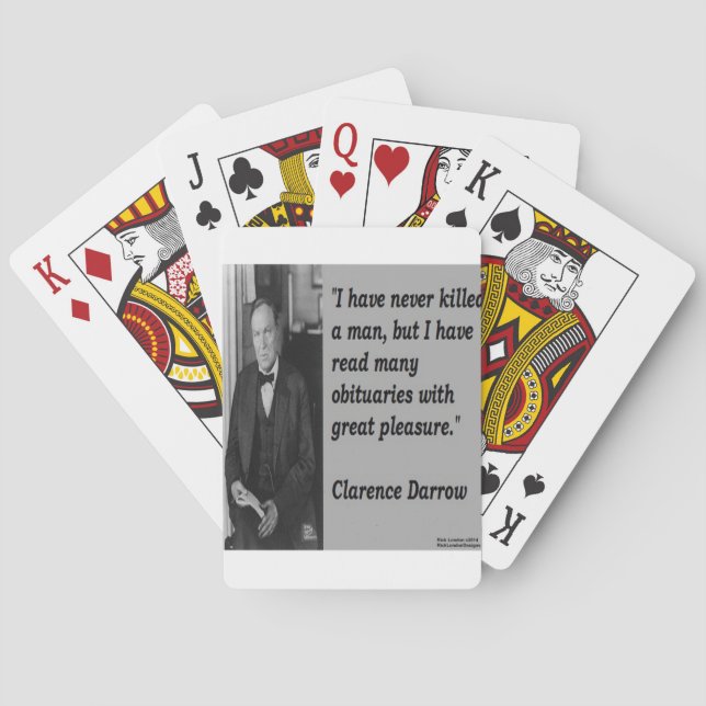 Clarence Darrow & dödsrannsnotis Citat Casinokort (Baksidan)