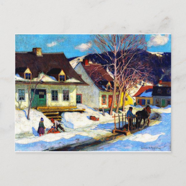 Clarence Gagnon - A Quebec Village Postcard Vykort (Framsida)