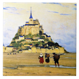 Clarence Gagnon art, Mont-Saint Michel, God morgon Kakelplatta