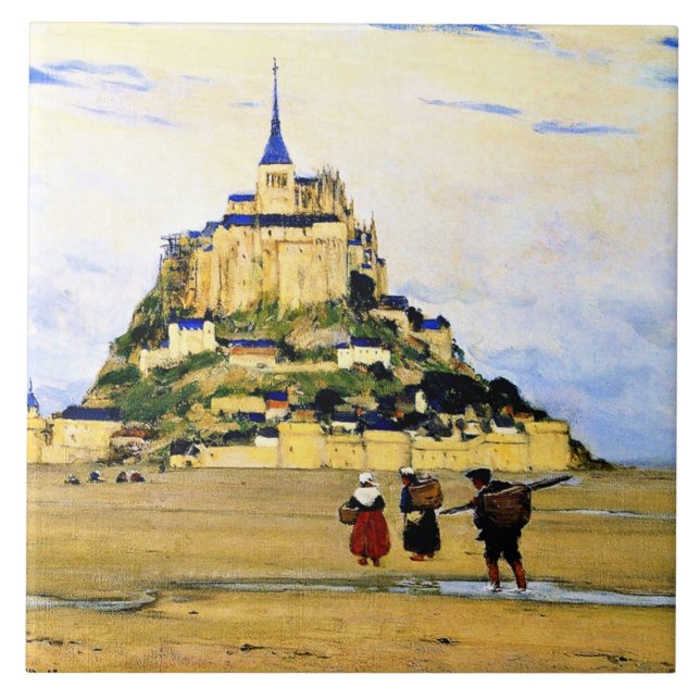 Clarence Gagnon art, Mont-Saint Michel, God morgon Kakelplatta (Framsidan)