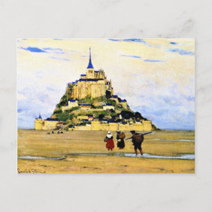 Clarence Gagnon art, Mont-Saint Michel, God morgon Vykort