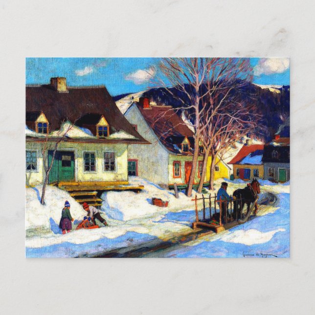 Clarence Gagnon - Quebec Village Vykort (Framsida)