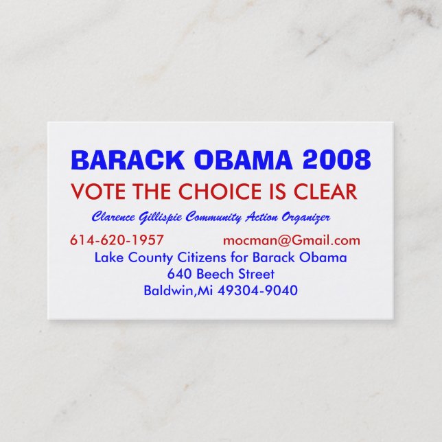 Clarence Gillispie, gemenskap Acti…, - Skräddarsy Visitkort (Framsida)