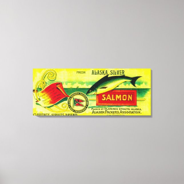 Clarence Straits Salmon Can Label Canvastryck (Framsida)
