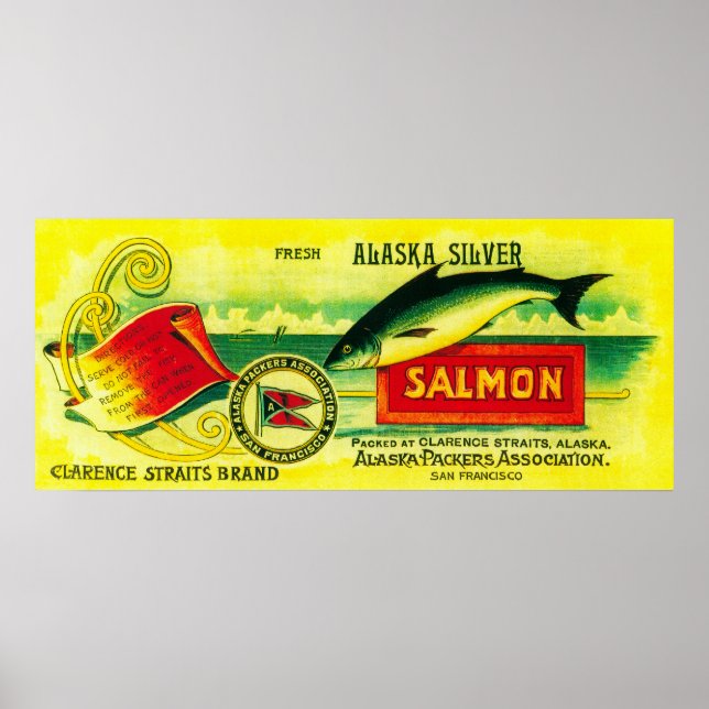 Clarence Straits Salmon Can Label Poster (Framsidan)