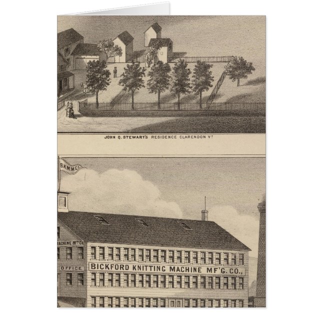 Clarendon Bickford Knitting Maskin Hälsningskort (Framsidan)