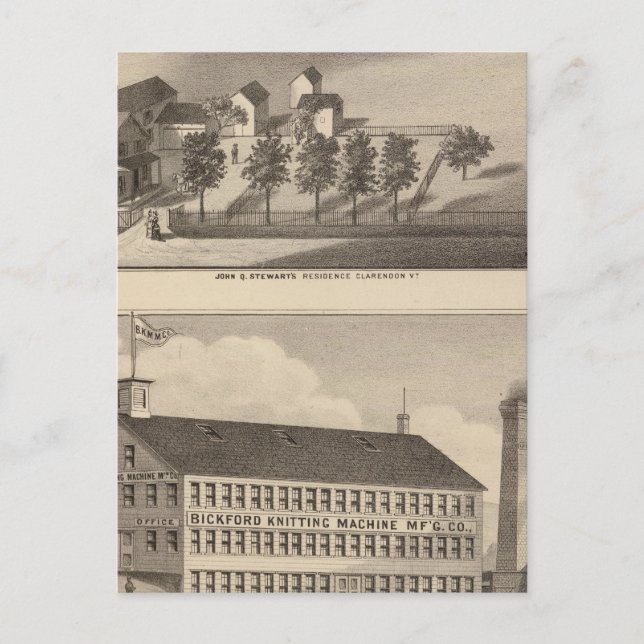 Clarendon Bickford Stickmaskin Vykort (Framsida)