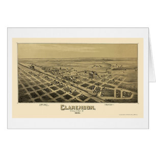 Clarendon panorama- karta för TX - 1890 Hälsningskort