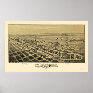 Clarendon, TX Panoramic Karta - 1890 Poster