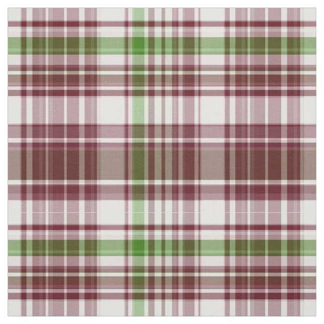 Claret, Grönt Preppy Madras Stil Play Sz6 Tyg (Provkarta)