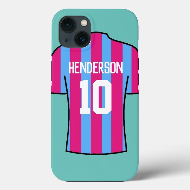 Claret och Blue Football Shirt med Namn och nummer (Baksida)