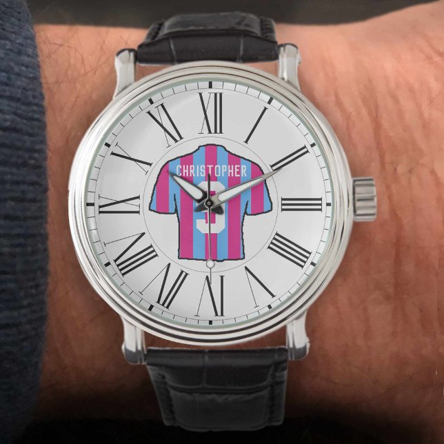 Claret och Blue Football Shirt med romerska siffro Armbandsur (Skapare uppladdad)