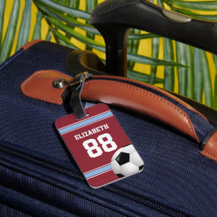 Claret och Blue Rand Jersey Soccer Ball Bagagebricka