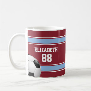 Claret och Blue Rand Jersey Soccer Ball Kaffemugg