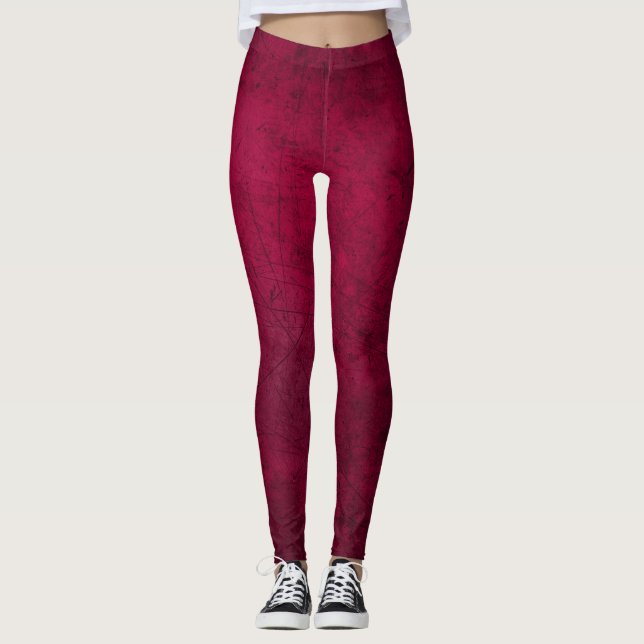 Claret Solid Plain Färg Leggings (Framsida)