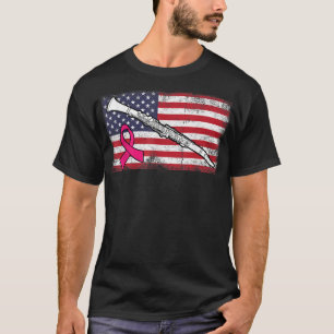 Clarinet American Flagga Breast Cancer Awareness B T Shirt