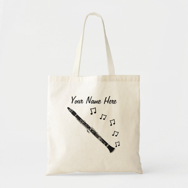 Clarinet Anpassningsbar Tote Bag Clarinetist Music Tygkasse (Framsidan)