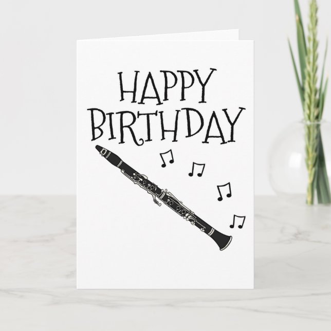 Clarinet Birthday Card Woodwind Musician Tack Kort (Framsida)