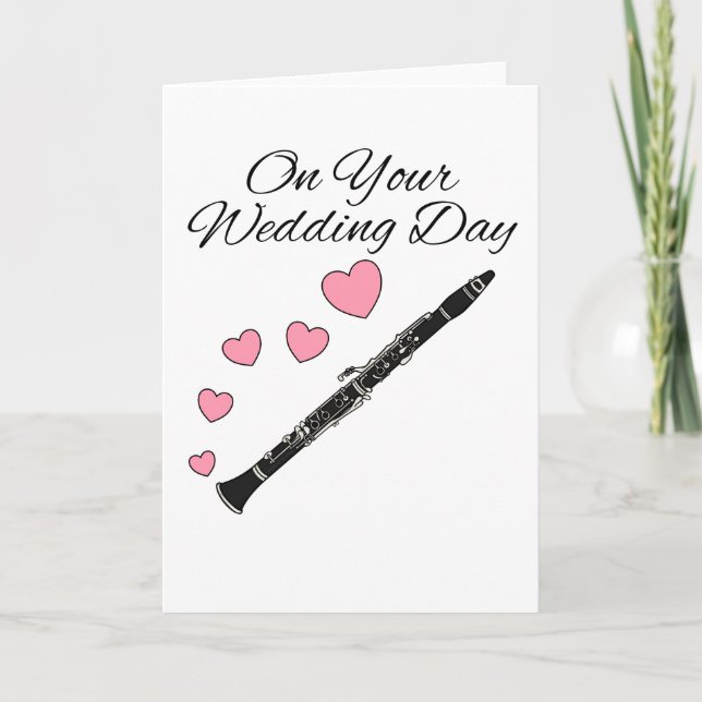 Clarinet Bröllop Card Woodwind Musician Tack Kort (Framsida)
