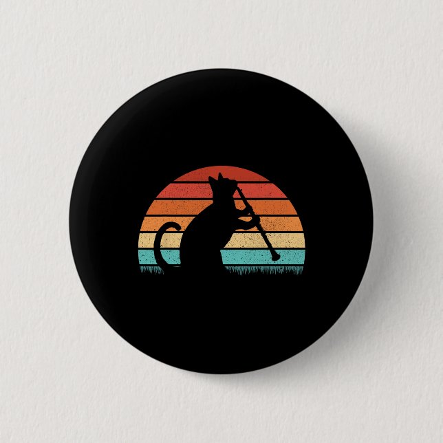 Clarinet Cat Player - Retro Clarinetist Music Kärl Knapp (Framsida)