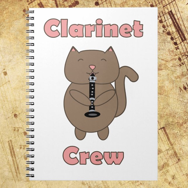 Clarinet Crew Cat Funny Cute Anteckningsbok (Skapare uppladdad)