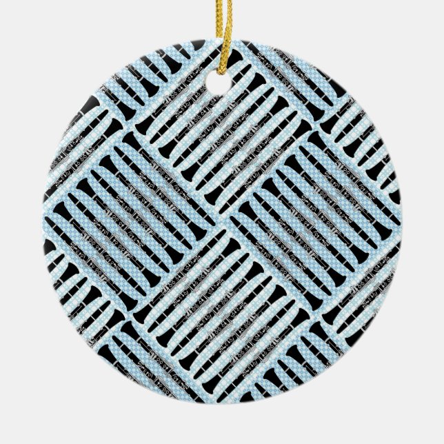 Clarinet Crosshatch Julgransprydnad Keramik (Framsidan)