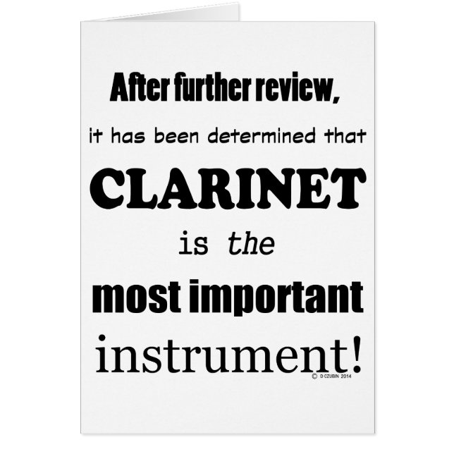 Clarinet, det viktigaste instrumentet hälsningskort (Framsidan)