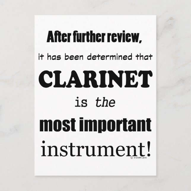 Clarinet, det viktigaste instrumentet vykort (Framsida)