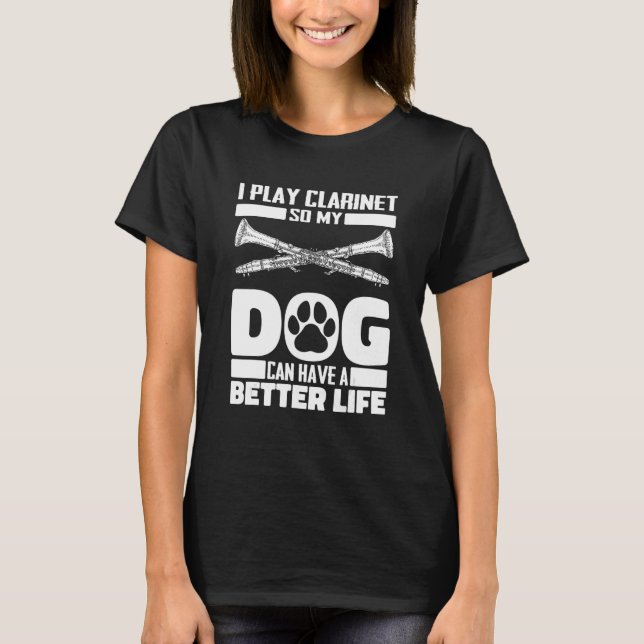 Clarinet Dog - Woodwind Instrument Clarinetist T Shirt (Framsida)