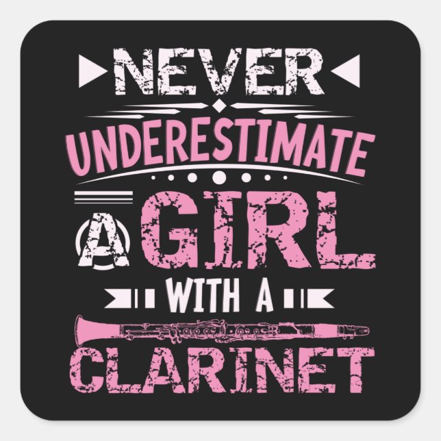 Clarinet Fyrkantigt Klistermärke (Framsida)