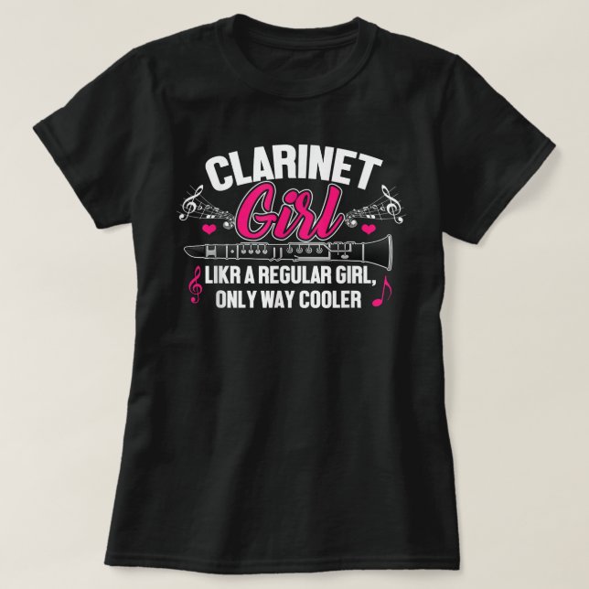Clarinet Girl Funny Cute Marching Band Gifts Match T Shirt (Design framsida)