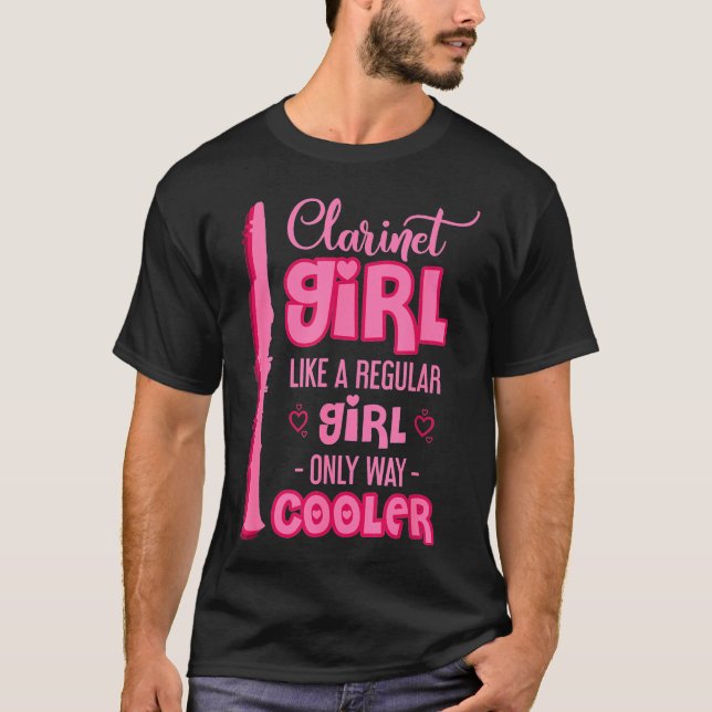Clarinet Girl som en vanlig flicka Clarinet T Shirt (Framsida)