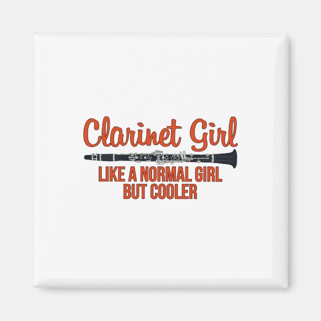 Clarinet Girl som en vanlig flicka men kylare Magnet (Framsidan)