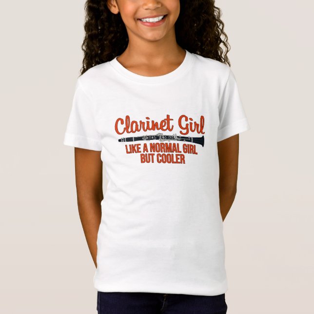 Clarinet Girl som en vanlig flicka men kylare T Shirt (Framsida)