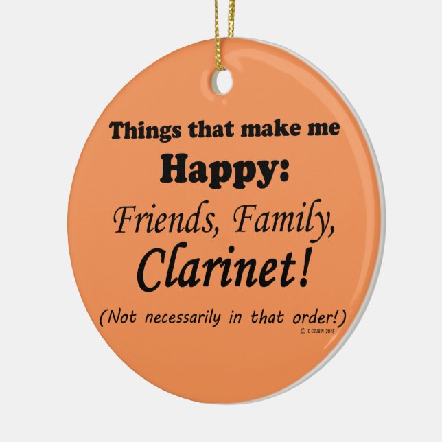 Clarinet gör mig Lycklig Julgransprydnad Keramik (Vänster)
