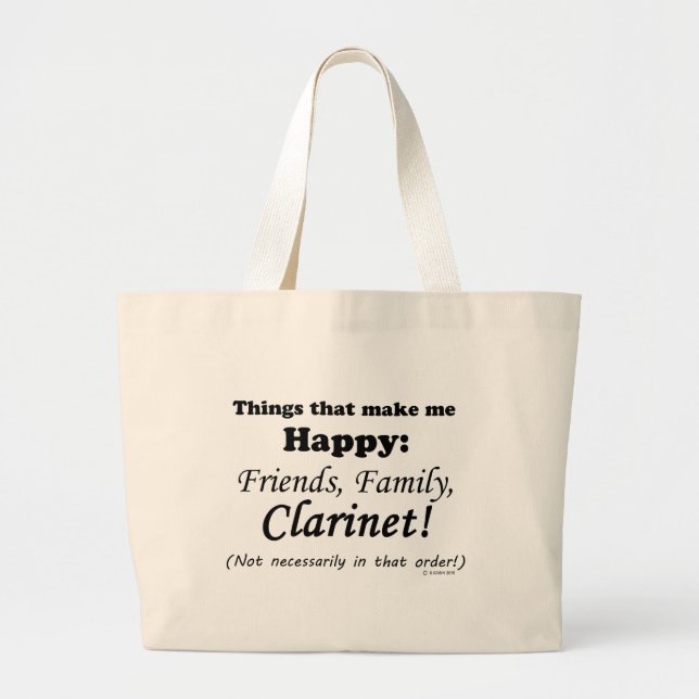 Clarinet gör mig Lycklig Jumbo Tygkasse (Framsidan)