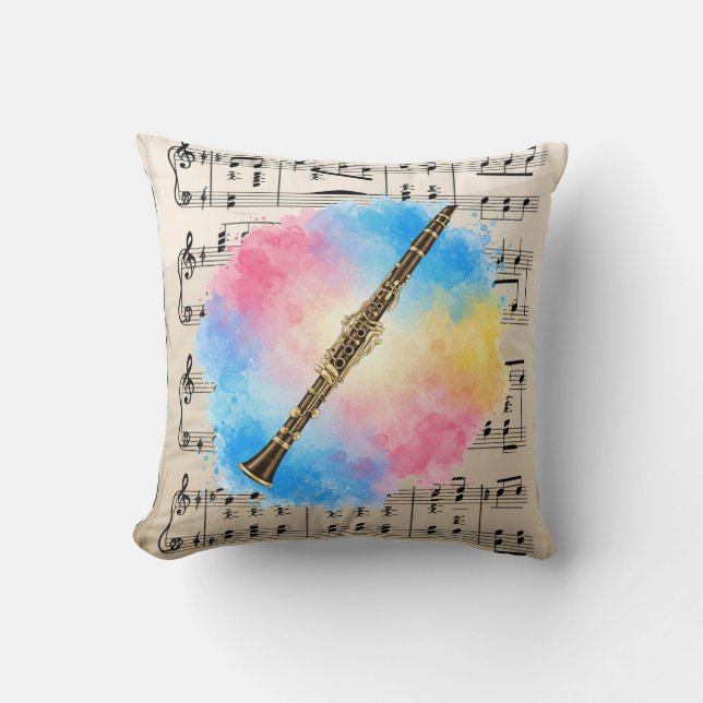 Clarinet Harmony: Färga vattenfärger. Knappfyllnin Kudde (Framsida)