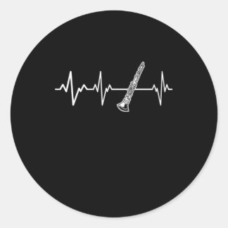 Clarinet Heartbeat Classic Clarinetist Gift Idea Runt Klistermärke