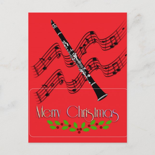 Clarinet jul Hollly Postcard Vykort (Framsida)