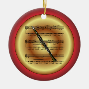 Clarinet~Lakan Music~Red/Grönt/Guld~jul~ Julgransprydnad Keramik