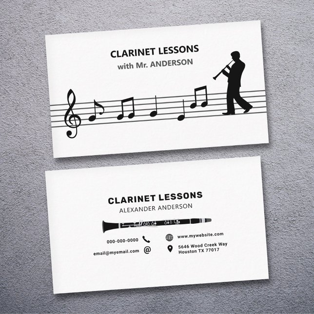 Clarinet Lessons Visitkort (Clarinet Lessons Business Card)