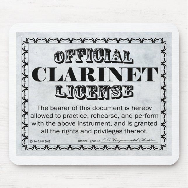 Clarinet Licence Musmatta (Framsidan)
