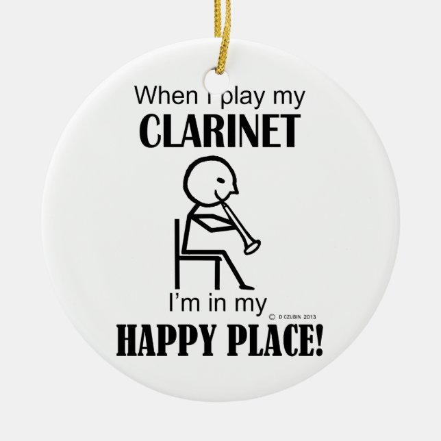 Clarinet Lycklig Ställe Julgransprydnad Keramik (Framsidan)