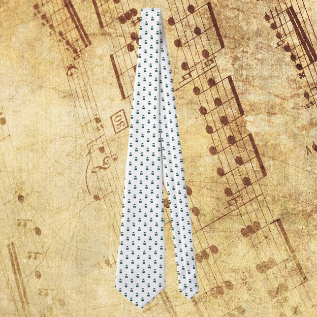 Clarinet Marching Band Rabbit Green Gold Slips (A tie with a pattern of rabbits playing the clarinet in green & gold marching band uniform.)