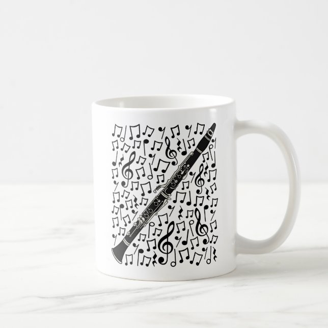 Clarinet med Musik noter, Woodwind Musician Kaffemugg (Höger)